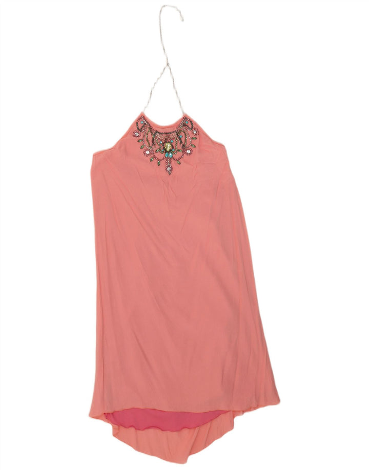 Gaudi Womens Halter Dress IT 44 Medium Pink Viscose
