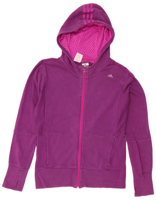 Adidas Girls Zip Hoodie Sweater 14-15 Years Purple Cotton