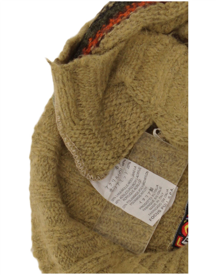 Foxhound Mens Zip Neck Jumper Sweater Medium Khaki Striped Wool