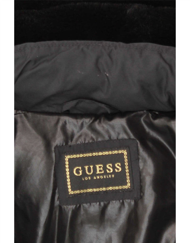 Guess Womens Hooded Padded Jacket UK 10 Small Black