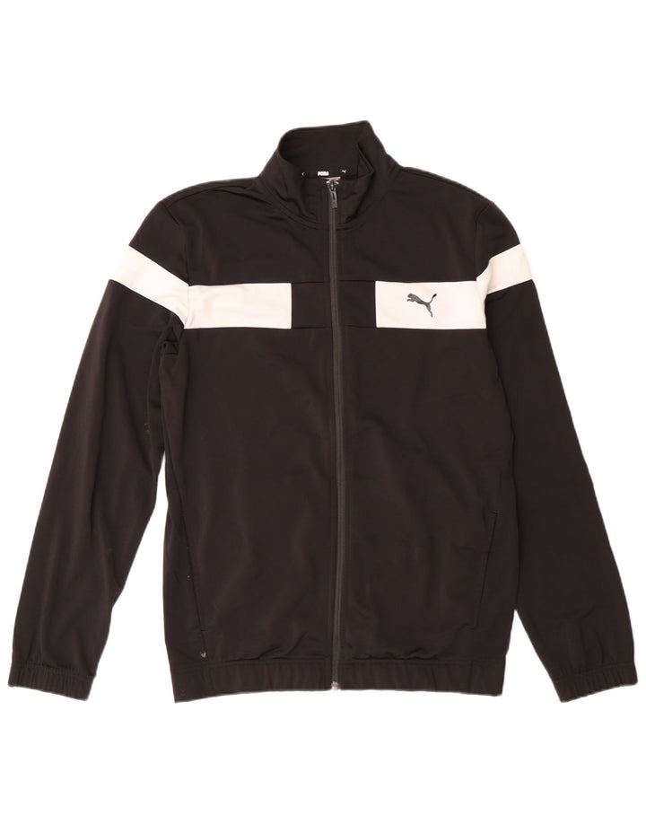Puma Boys Tracksuit Top Jacket 15-16 Years Black Colourblock Polyester