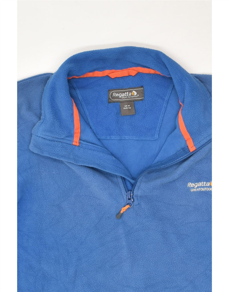 REGATTA Mens Zip Neck Fleece Jumper Medium Blue Polyester | Vintage Regatta | Thrift | Second-Hand Regatta | Used Clothing | Messina Hembry 