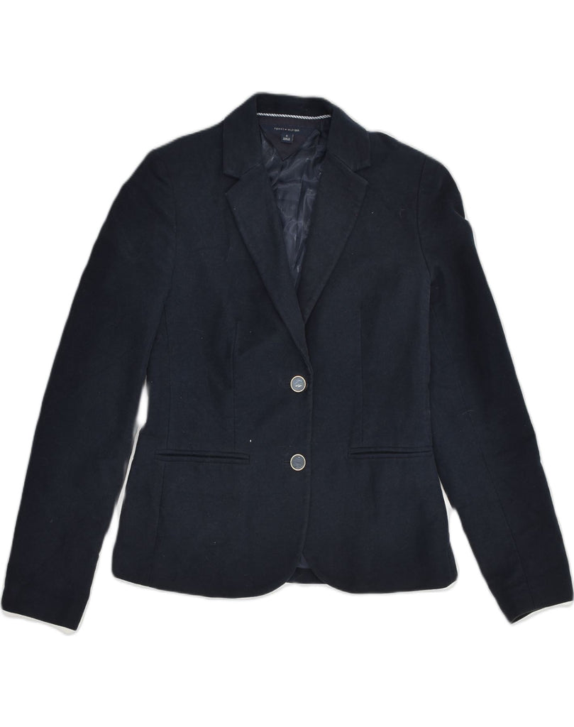 TOMMY HILFIGER Womens 2 Button Blazer Jacket US 0 XS Navy Blue Cotton | Vintage Tommy Hilfiger | Thrift | Second-Hand Tommy Hilfiger | Used Clothing | Messina Hembry 