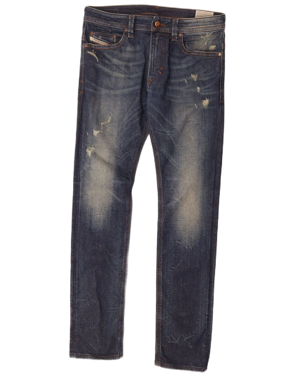 Diesel Mens Thavar Distressed Slim Skinny Jeans W31 L32 Blue Cotton