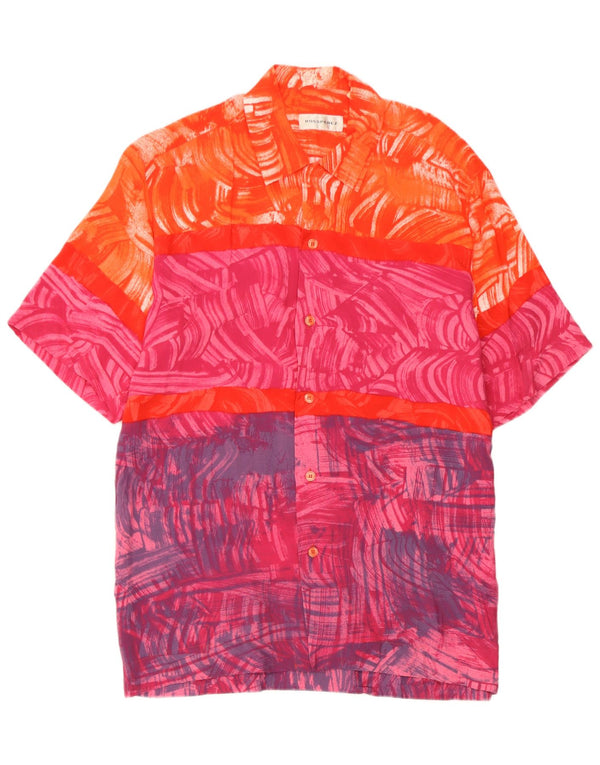 Vintage Mens Short Sleeve Shirt Medium Multicoloured Viscose