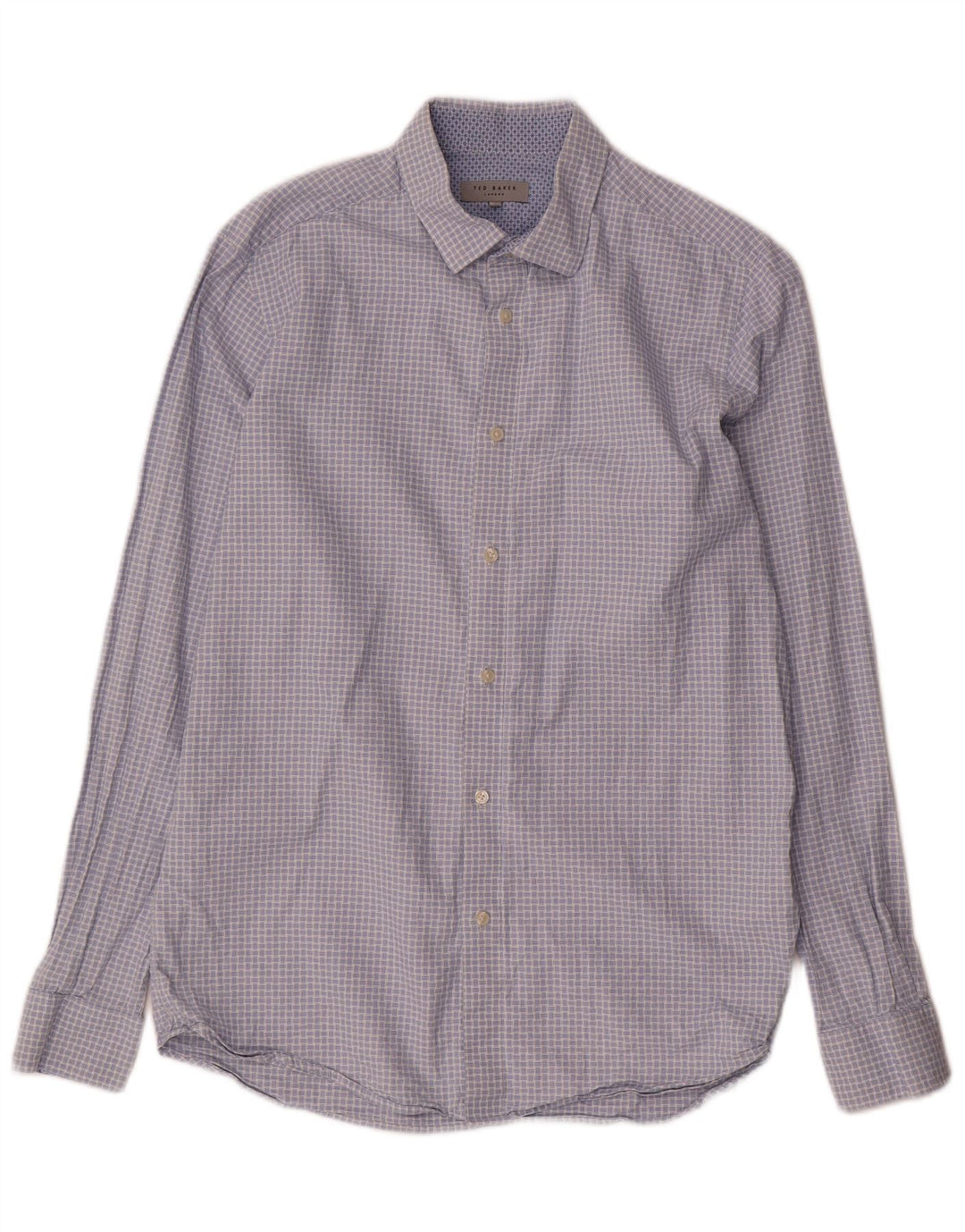 Ted Baker Mens Shirt Size 3 Medium Blue Gingham Cotton