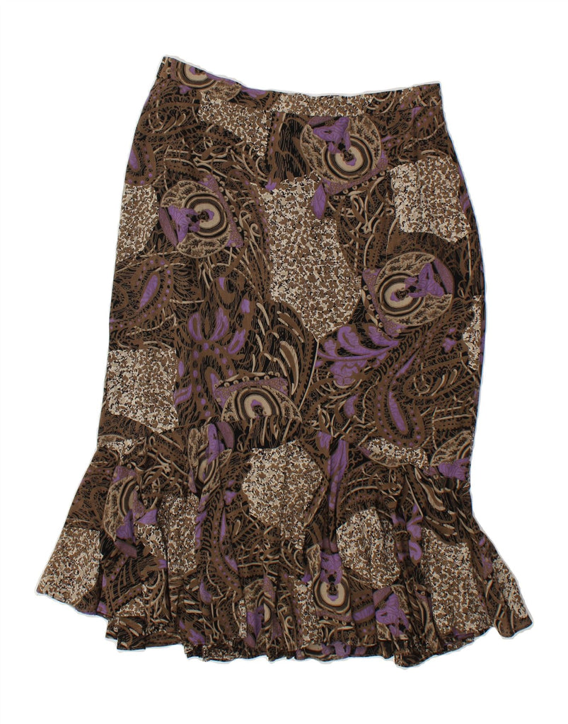 VINTAGE Womens Tulip Skirt EU 40 Medium W30 Brown Paisley Viscose | Vintage Vintage | Thrift | Second-Hand Vintage | Used Clothing | Messina Hembry 