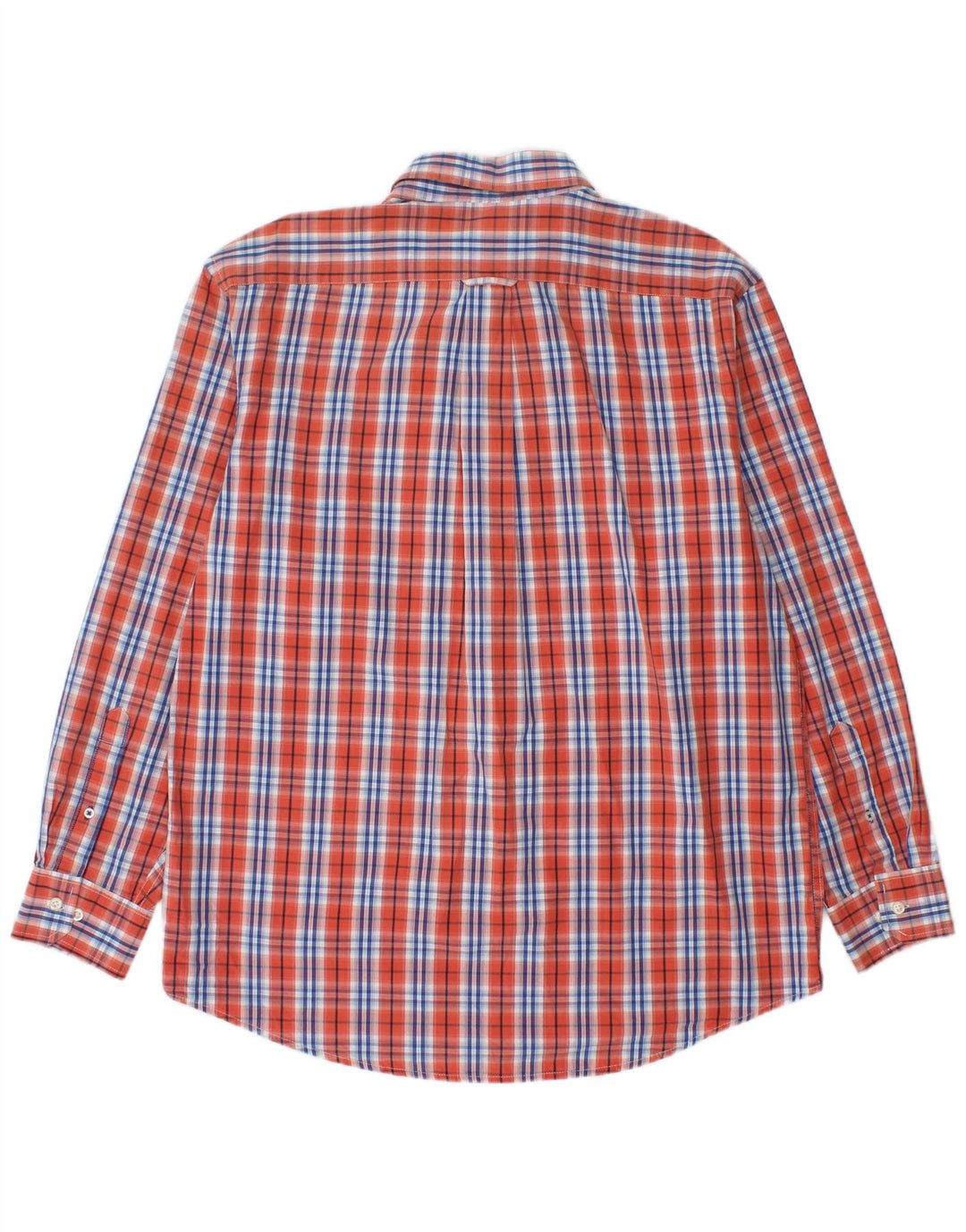 Izod Mens Shirt Large Orange Check Cotton