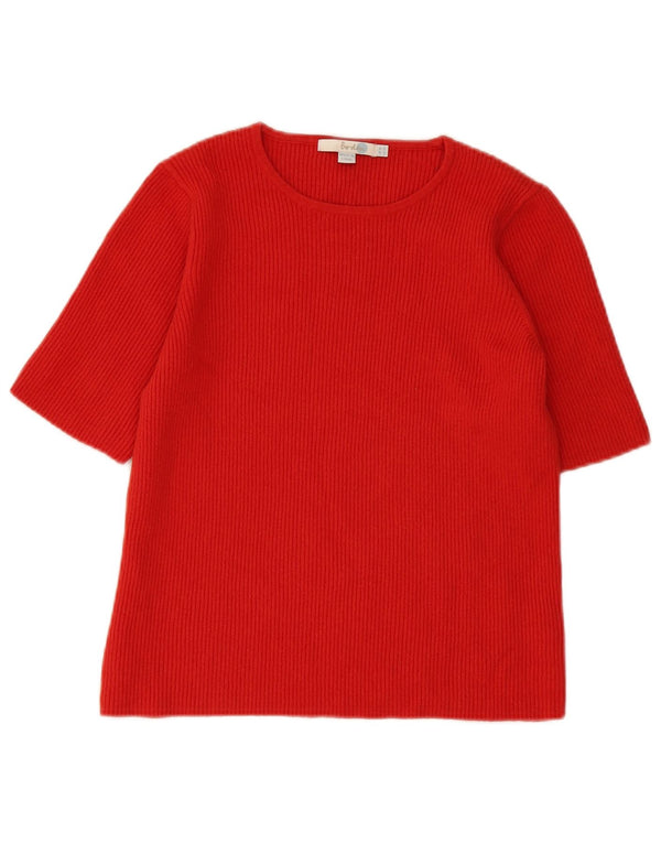 Boden Womens Short Sleeve Boat Neck Jumper Sweater UK 18 XL Red Wool