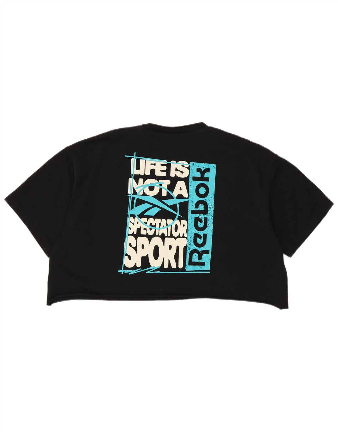 REEBOK Womens Oversized Graphic T-Shirt Top UK 12/14 Medium Black