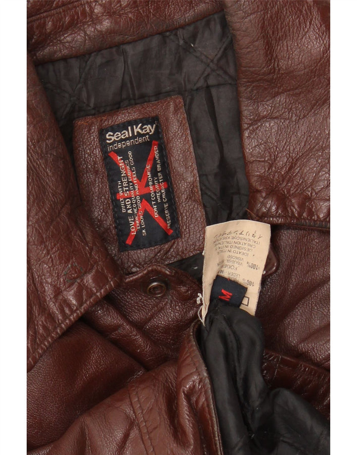 Seal Kay Mens Leather Jacket UK 38 Medium Brown Leather