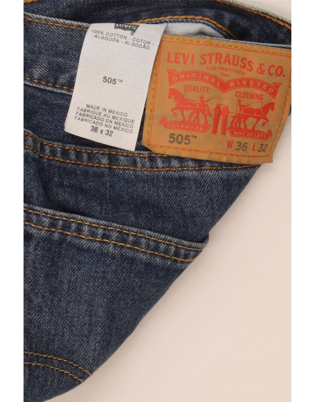 Levi's Mens 505 Straight Jeans W36 L32 Blue Cotton