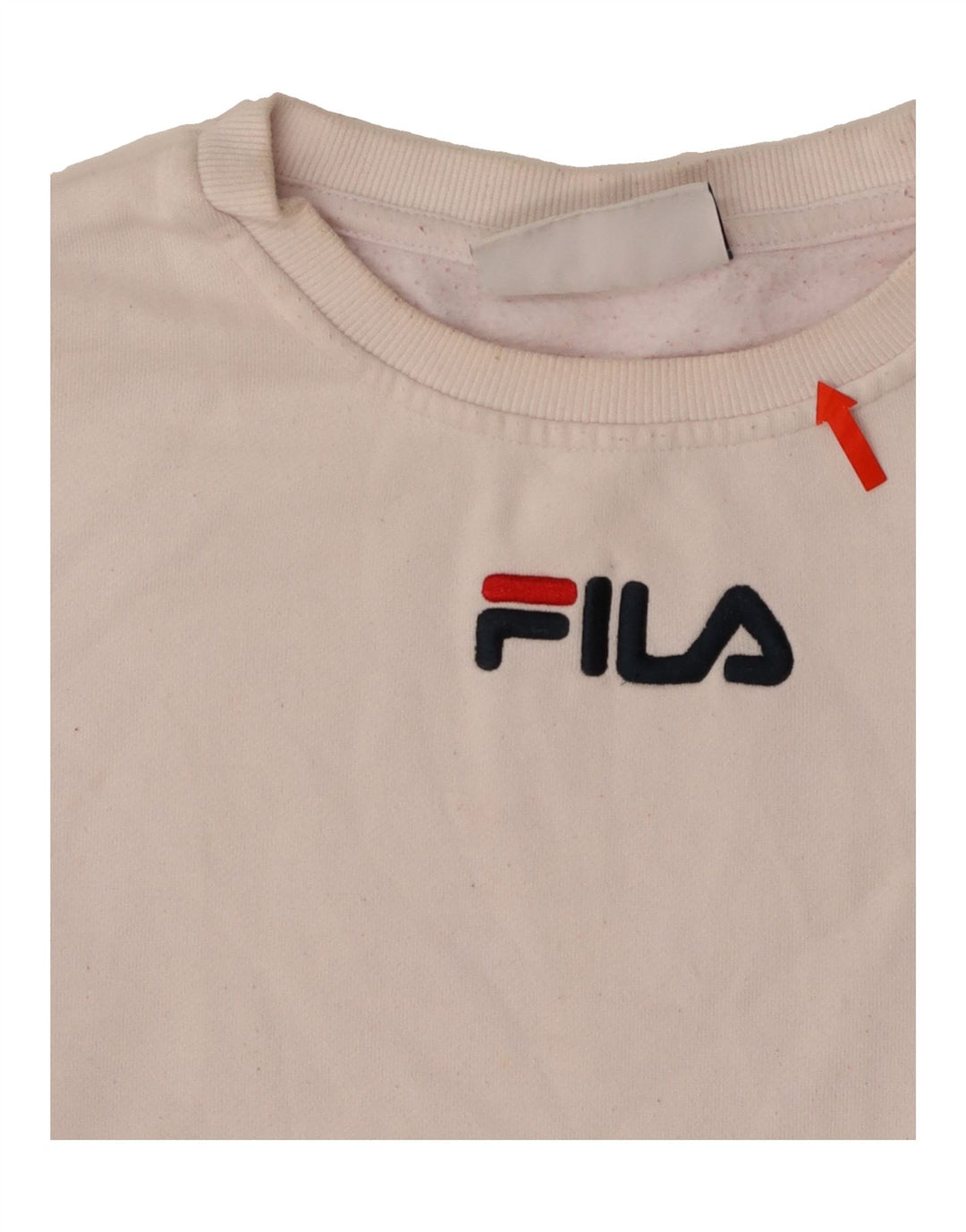 FILA Womens Oversized Sweatshirt Jumper UK 10 Small White Colourblock Vintage Fila and Second-Hand Fila from Messina Hembry 