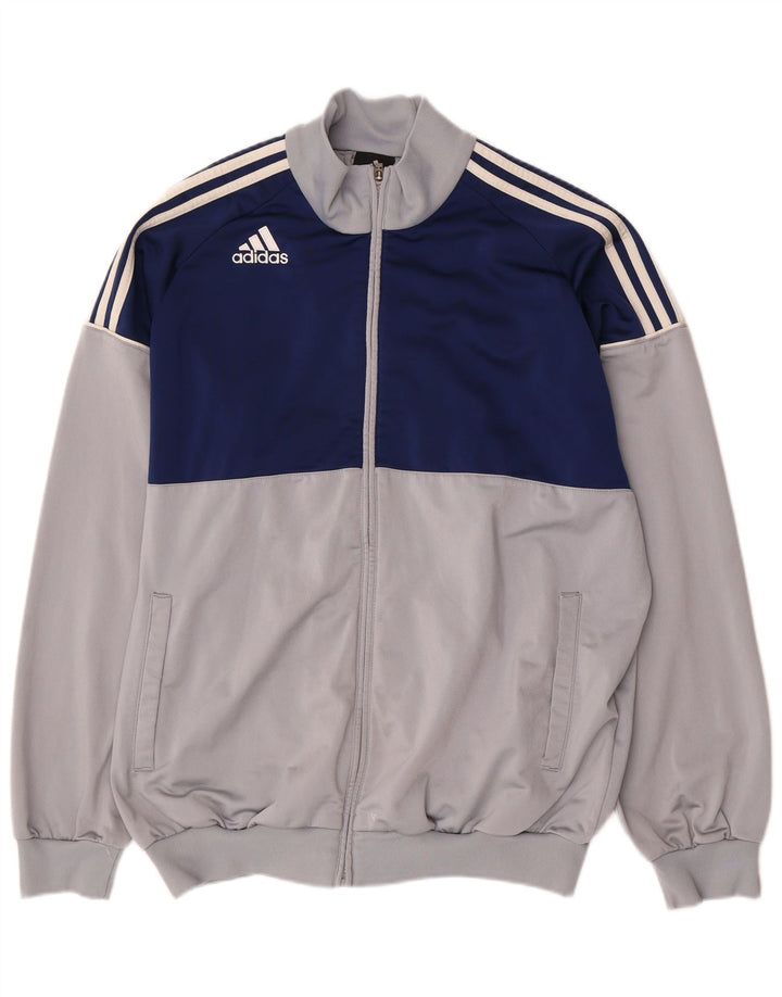 Adidas Mens Tracksuit Top Jacket UK 44/46 Large Grey Colourblock Polyester