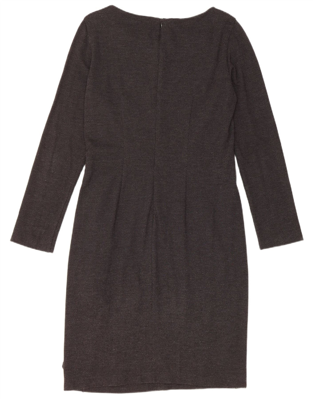Marella Womens Long Sleeve Sheath Dress UK 12 Medium Grey Herringbone