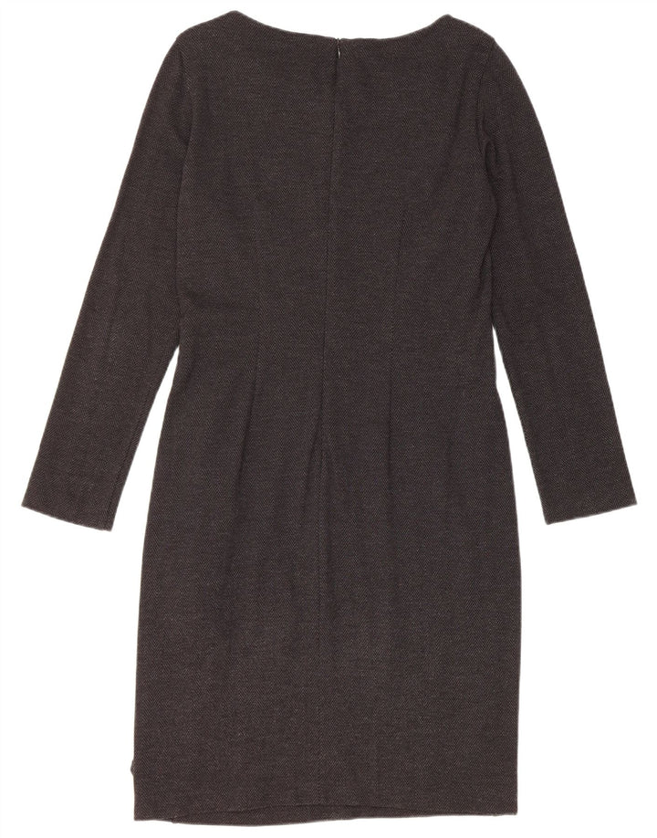 Marella Womens Long Sleeve Sheath Dress UK 12 Medium Grey Herringbone