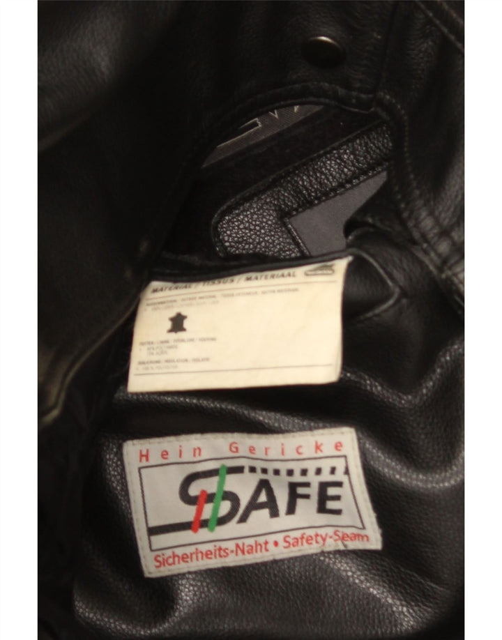 HEIN GERICKE Mens Leather Biker Jacket UK 40 Large Black Leather