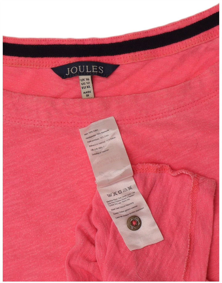 Joules Womens Top 3/4 Sleeve UK 16 Large Pink Cotton