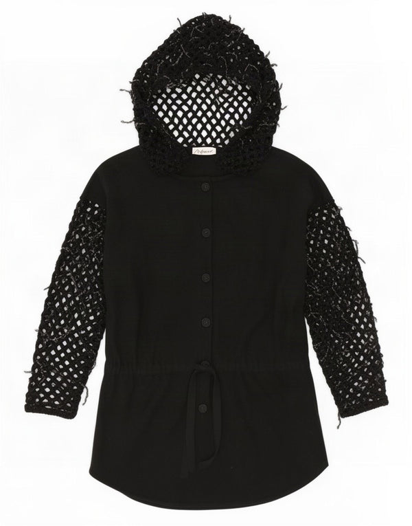 Di Bari Womens Oversized Longline Hooded Cardigan Top EU 40 Medium Black