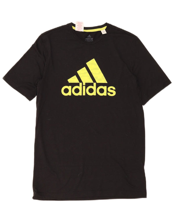 Adidas Boys Aeroready Graphic T-Shirt Top 15-16 Years Black Polyester