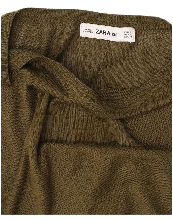 Zara Womens Boat Neck Jumper Sweater UK 14 Medium Khaki