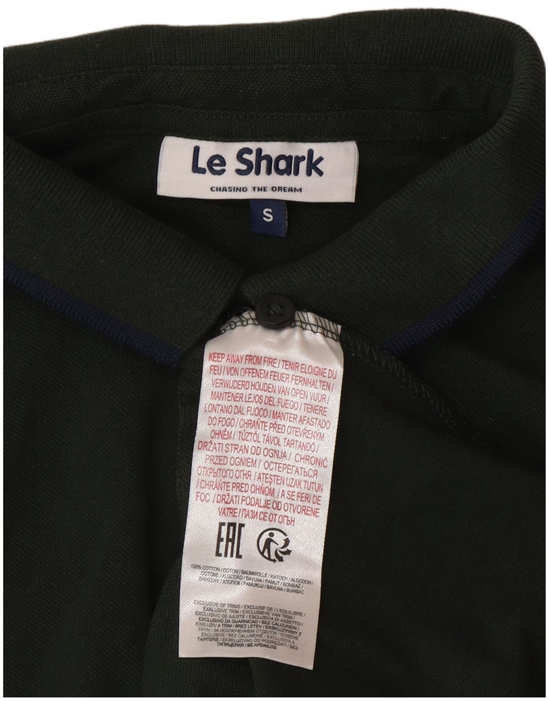 Le Shark Mens Polo Shirt Small Green Cotton