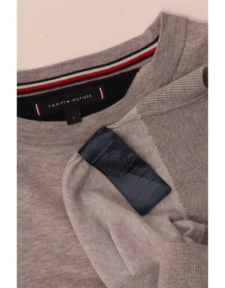 Tommy Hilfiger Mens Boat Neck Jumper Sweater Small Grey Cotton
