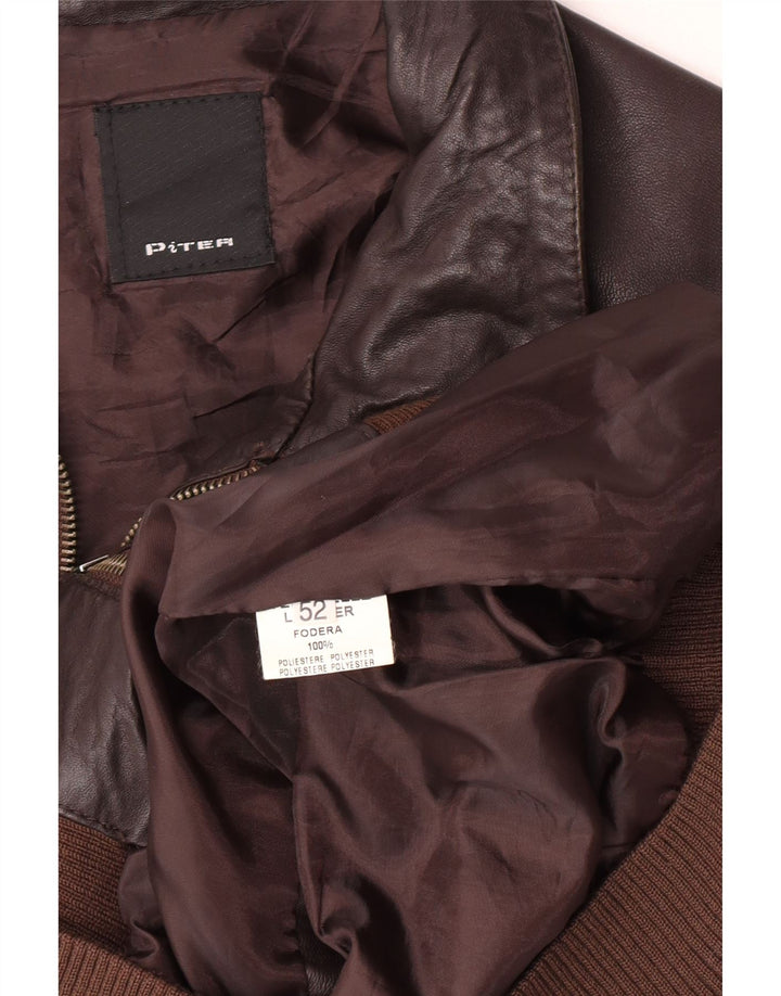 Vintage Mens Bomber Leather Jacket UK 38 Medium Brown Leather