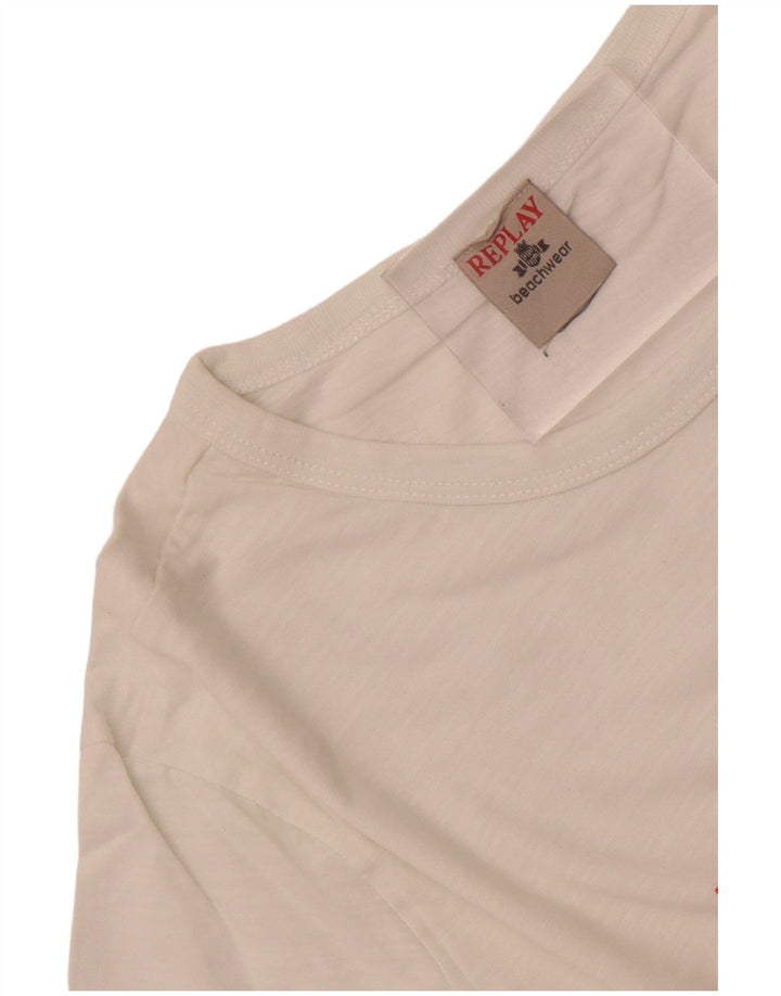 Replay Mens Graphic T-Shirt Top Small White