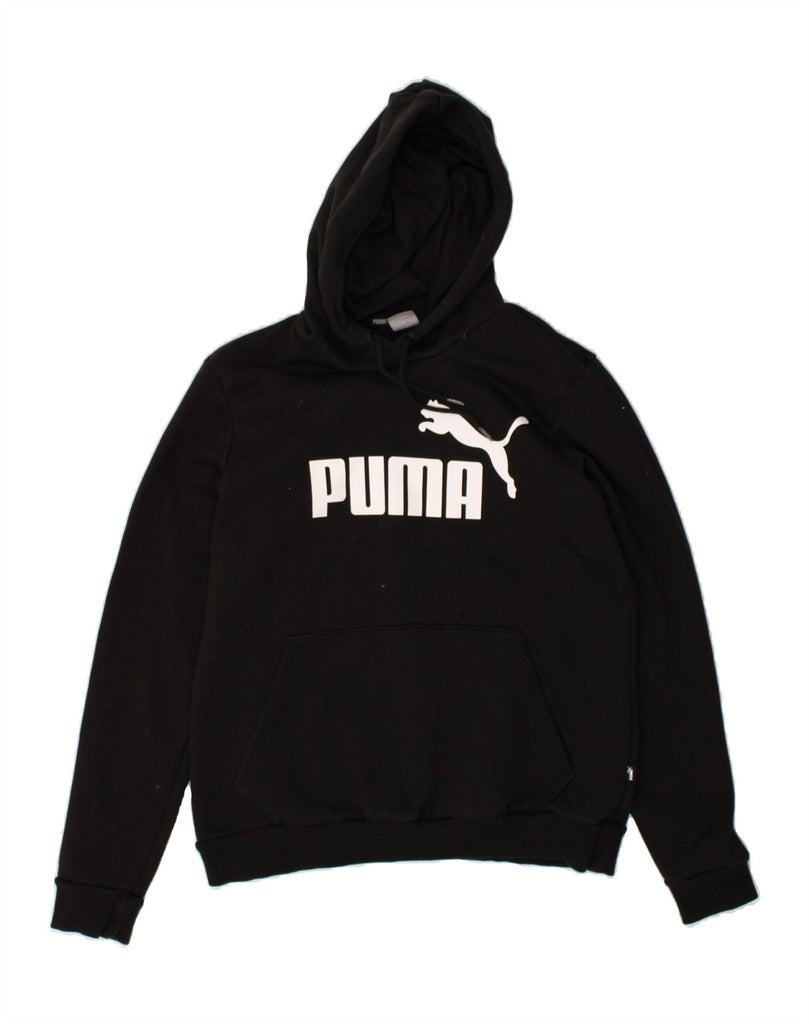 PUMA Womens Graphic Hoodie Jumper UK 16 Large  Black | Vintage Puma | Thrift | Second-Hand Puma | Used Clothing | Messina Hembry 