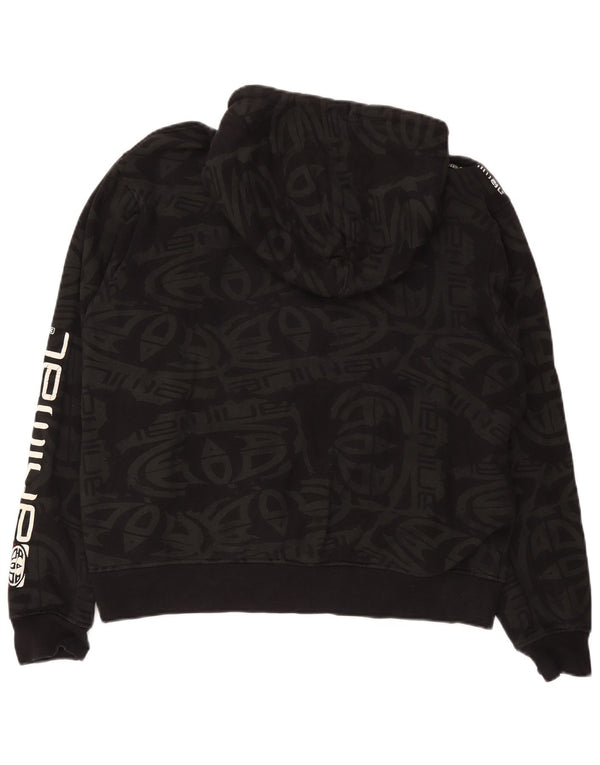 Animal Womens Graphic Hoodie Jumper UK 18 XL Black Cotton