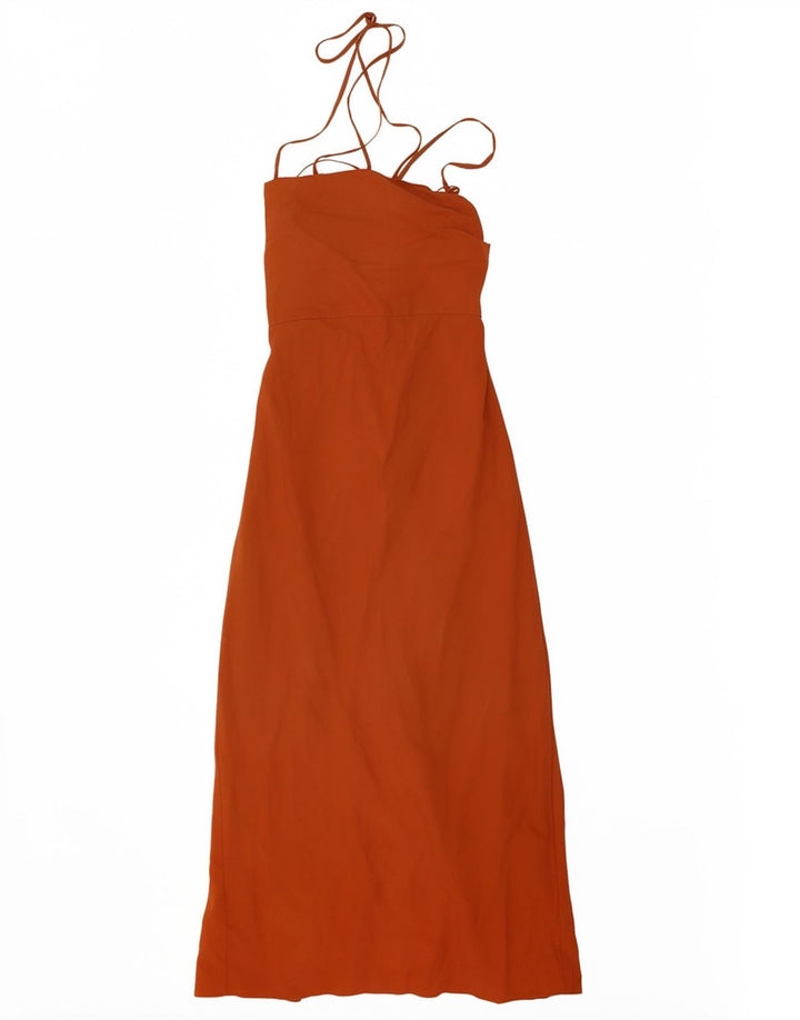 Zara Womens Maxi Sundress UK 6 XS Orange Lyocell