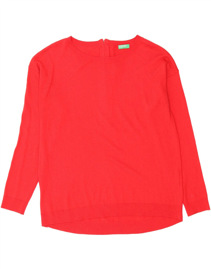 BENETTON Womens Boat Neck Jumper Sweater UK 14 Large Red Vintage Benetton and Second-Hand Benetton from Messina Hembry 