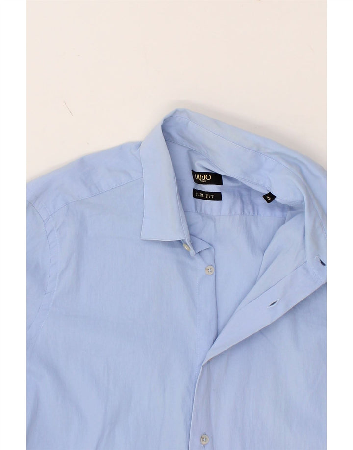 LIU JO Mens Slim Fit Shirt Size 41 Medium Blue Cotton Vintage Liu Jo and Second-Hand Liu Jo from Messina Hembry 