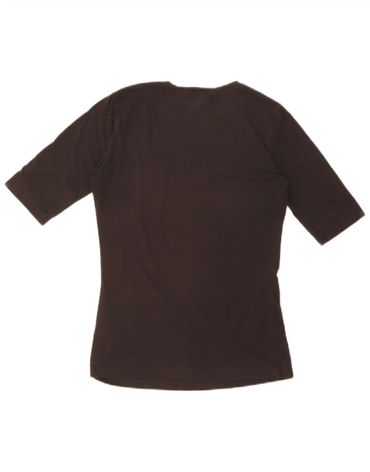 Armani Womens T-Shirt Top UK 10 Small Black Cotton