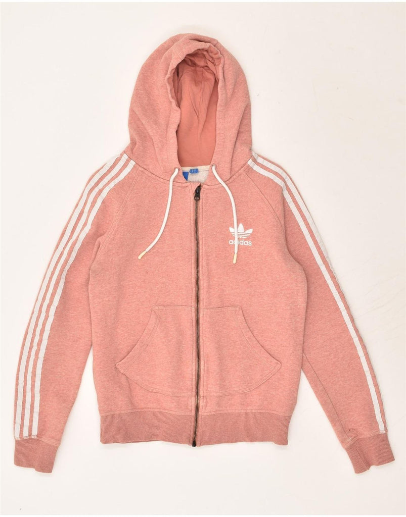 ADIDAS Womens Zip Hoodie Sweater UK 12 Medium Pink Cotton | Vintage Adidas | Thrift | Second-Hand Adidas | Used Clothing | Messina Hembry 