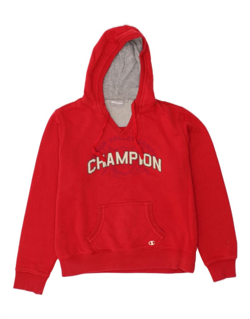 CHAMPION Womens Graphic Hoodie Jumper UK 18 XL Red Cotton | Vintage Champion | Thrift | Second-Hand Champion | Used Clothing | Messina Hembry 