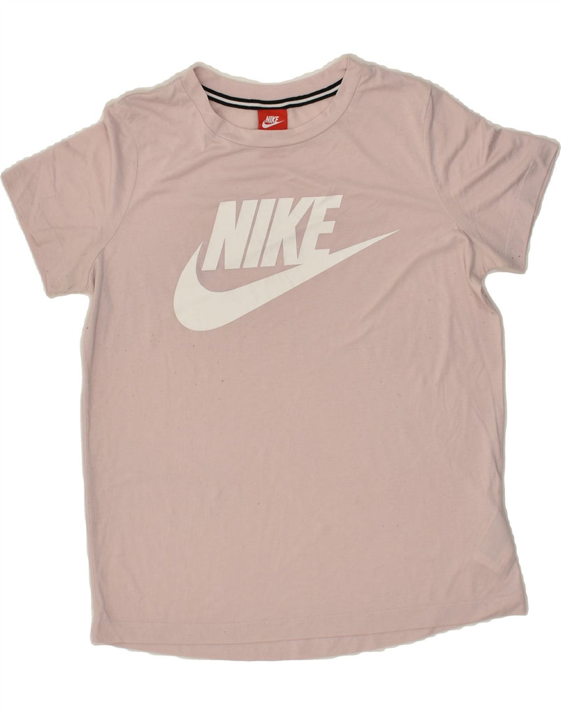 NIKE Womens Graphic T-Shirt Top UK 14 Medium Pink Polyester | Vintage Nike | Thrift | Second-Hand Nike | Used Clothing | Messina Hembry 