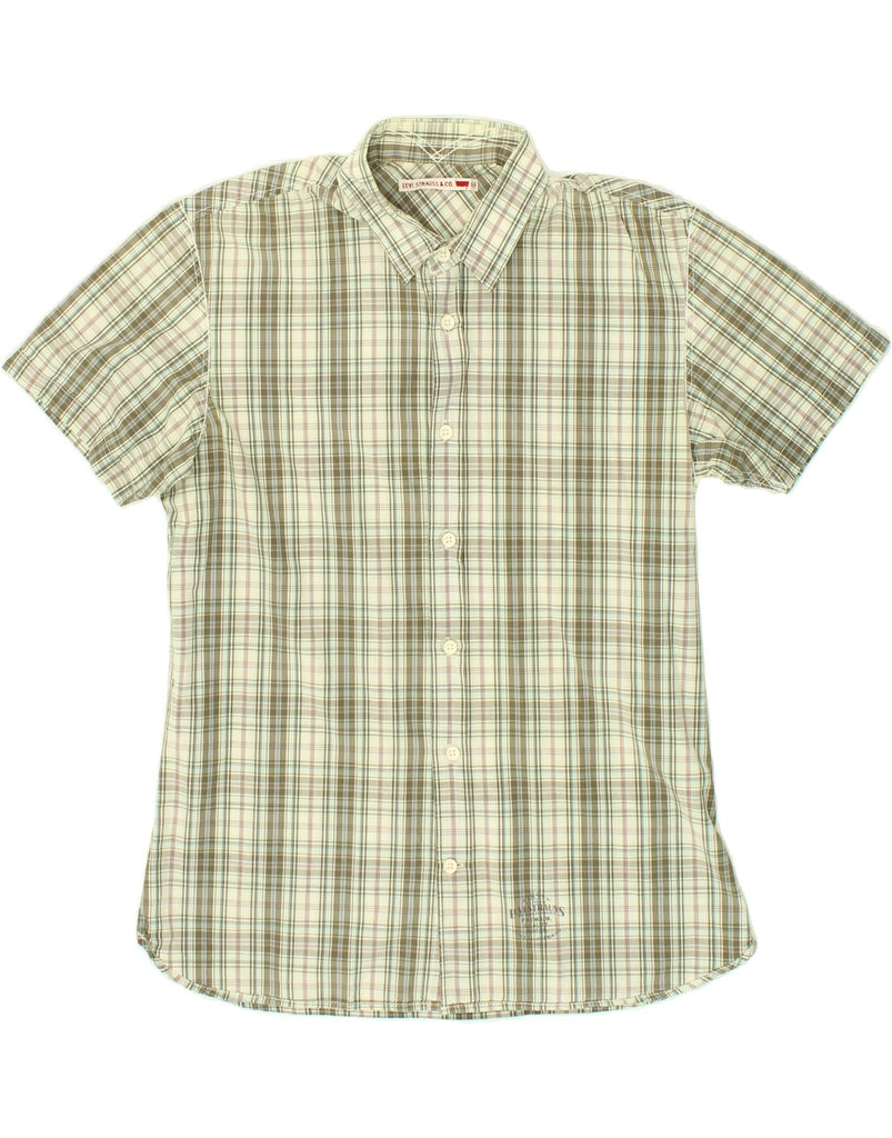 LEVI'S Mens Short Sleeve Shirt Medium Green Check Cotton | Vintage Levi's | Thrift | Second-Hand Levi's | Used Clothing | Messina Hembry 