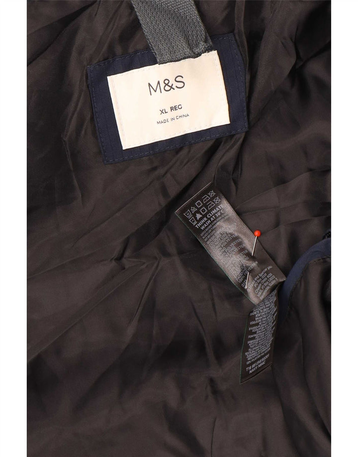 Marks & Spencer Mens Padded Jacket UK 42 XL Navy Blue Polyester