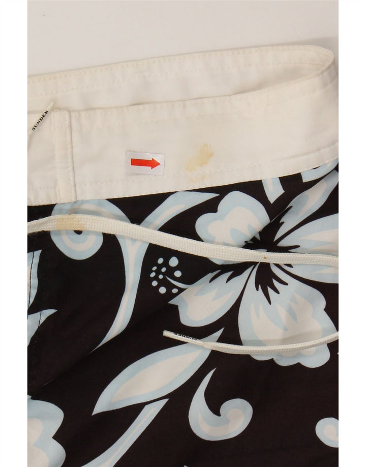 SUNDEK Mens Swimming Shorts Large Black Floral Polyester