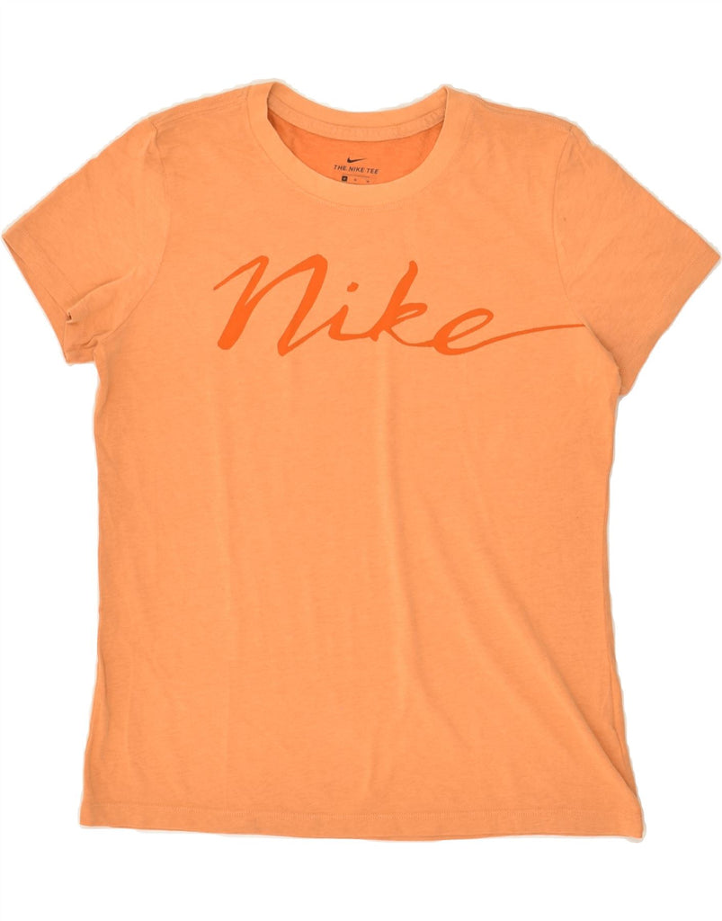 NIKE Womens Dri Fit Graphic T-Shirt Top UK 14 Medium Orange Vintage Nike and Second-Hand Nike from Messina Hembry 