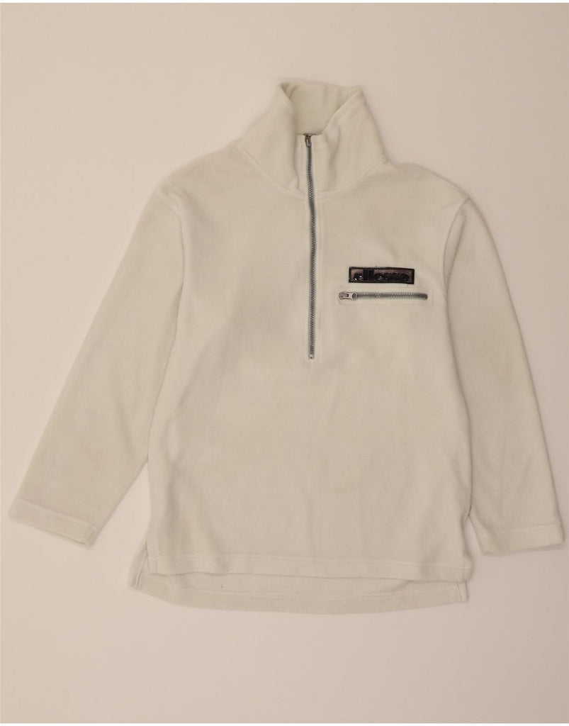 ELLESSE Mens Zip Neck Fleece Jumper IT 44 XS White Polyester Vintage Ellesse and Second-Hand Ellesse from Messina Hembry 