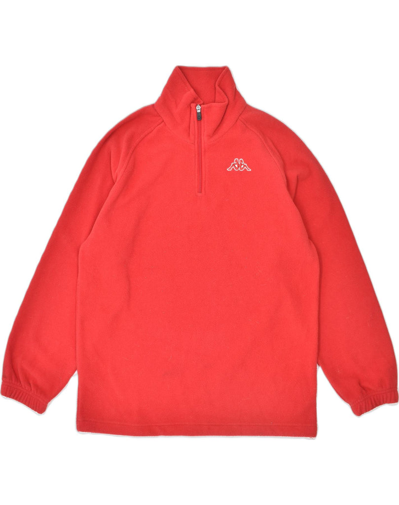 KAPPA Mens Zip Neck Fleece Jumper Small Red Polyester | Vintage | Thrift | Second-Hand | Used Clothing | Messina Hembry 