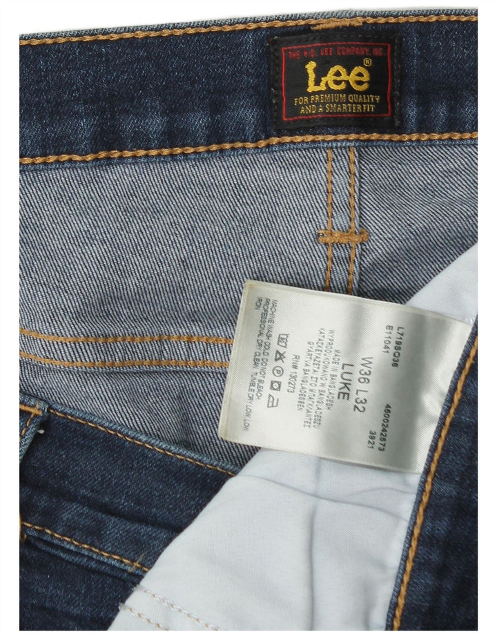 LEE Mens Luke Slim Jeans W36 L30 Navy Blue Cotton