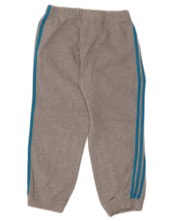 ADIDAS Boys Tracksuit Trousers Joggers 3-4 Years Grey Cotton