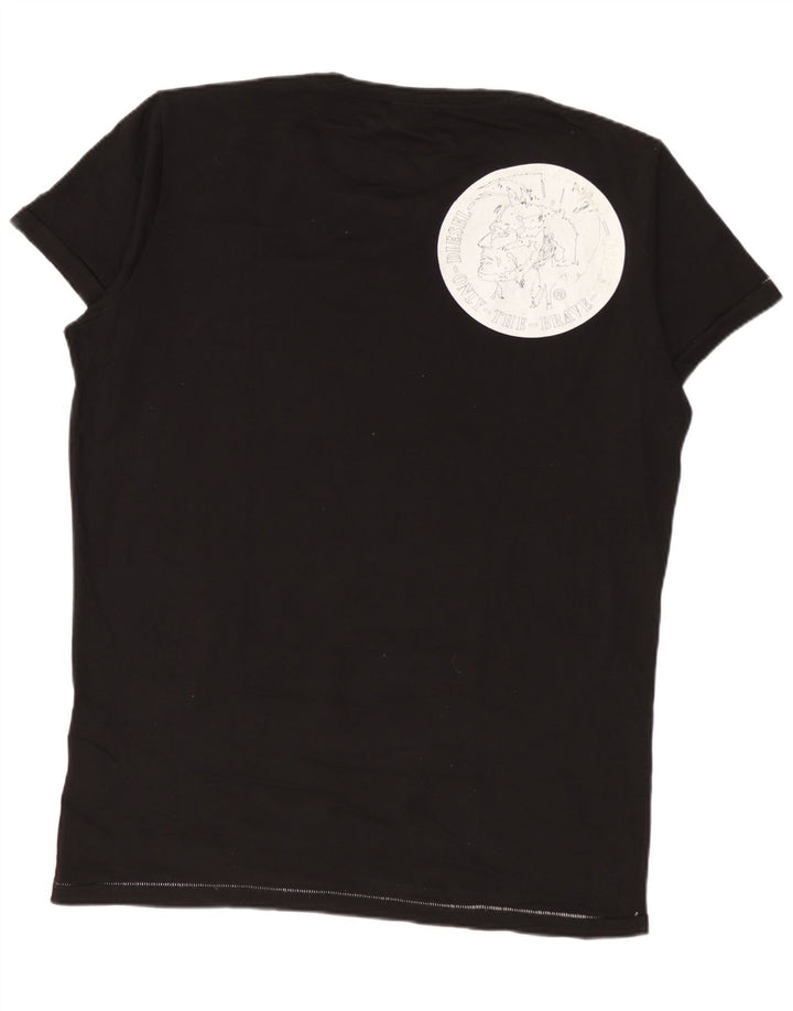 DIESEL Mens Graphic T-Shirt Top Medium Black Polka Dot Cotton