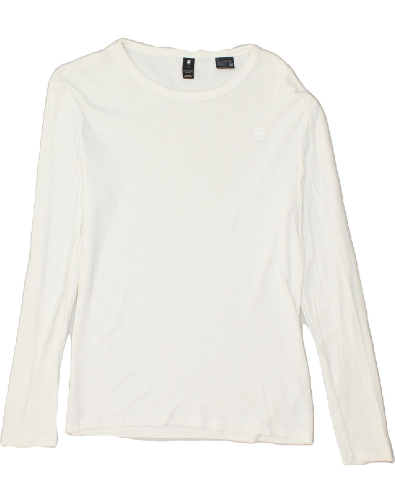 G-STAR Womens Top Long Sleeve UK 14 Medium White Cotton Vintage G-Star and Second-Hand G-Star from Messina Hembry 