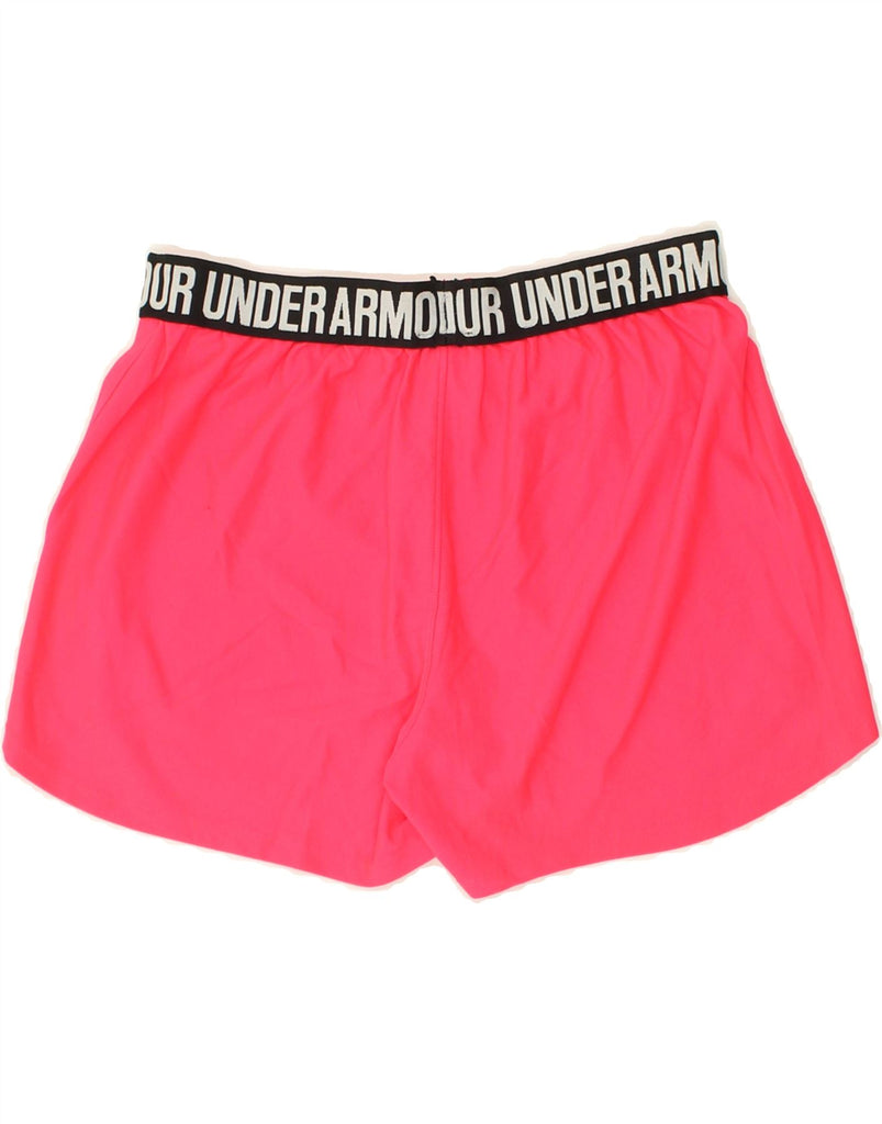 UNDER ARMOUR Womens Heat Gear Graphic Sport Shorts UK 10 Small Pink | Vintage Under Armour | Thrift | Second-Hand Under Armour | Used Clothing | Messina Hembry 