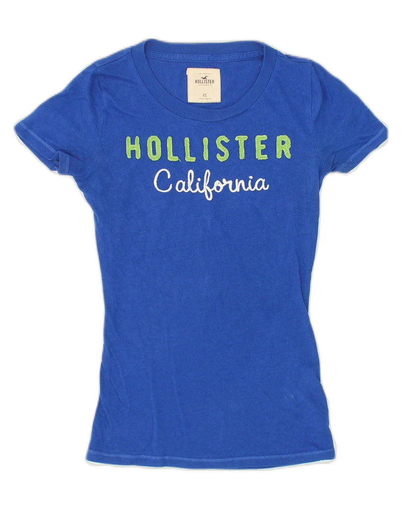 HOLLISTER Womens Graphic T-Shirt Top UK 4 XS Blue Cotton | Vintage Hollister | Thrift | Second-Hand Hollister | Used Clothing | Messina Hembry 